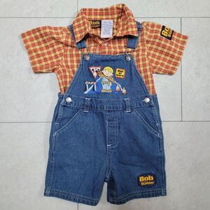 Vintage Bob the Builder Kids Denim Overalls Bib 24M Nick Jr 90s Y2K Bob At Work